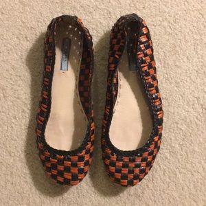 Prada woven leather flats